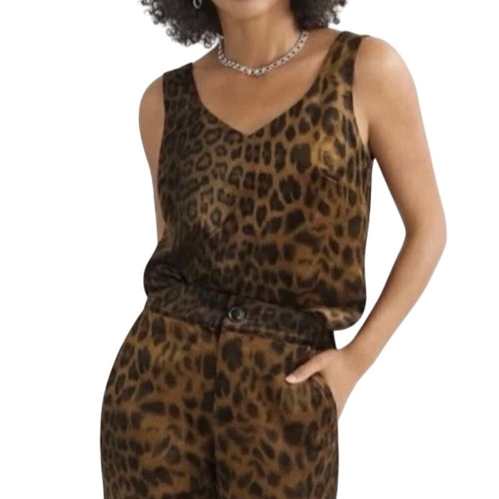 Cabi Cami Tank Top Mob Wife Chic Womens Medium Brown Leopard Print Party Career